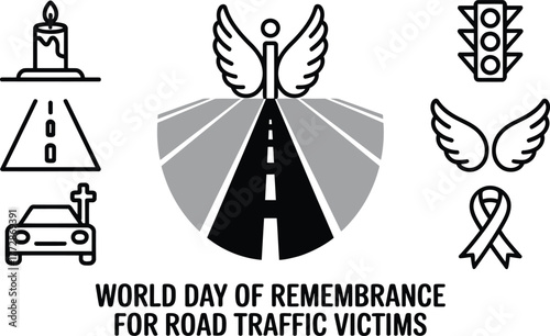 World Day of Remembrance for Road Traffic Victims. Symbolizing loss and safety