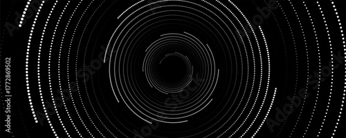 Swirling radial background. Black and white Halftone dotted background Pop art overlay texture. Hand drawn NOT AI