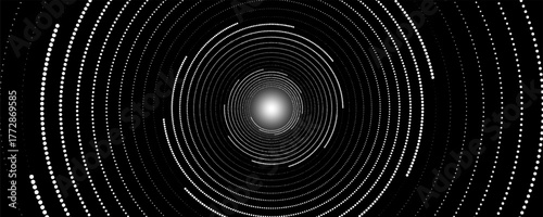 Swirling radial background. Black and white Halftone dotted background Pop art overlay texture. Hand drawn NOT AI