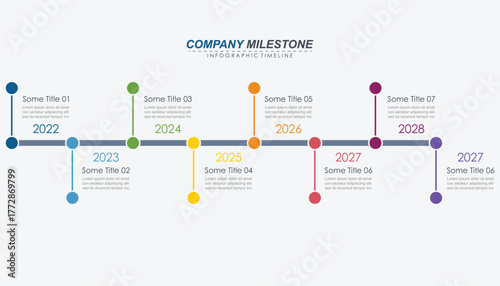 Milestone Achievement Infographic Timeline with 8, 7 Steps