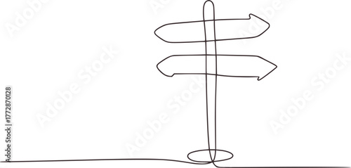 Directional signpost line art arrows crossroads