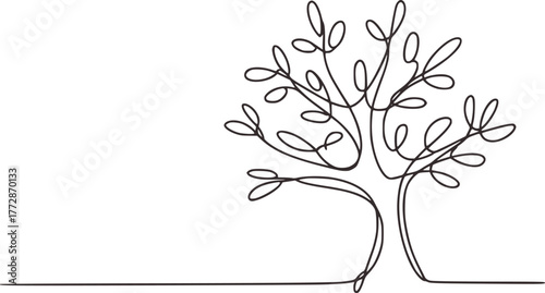 Delicate tree with flowing branches and leaves nature