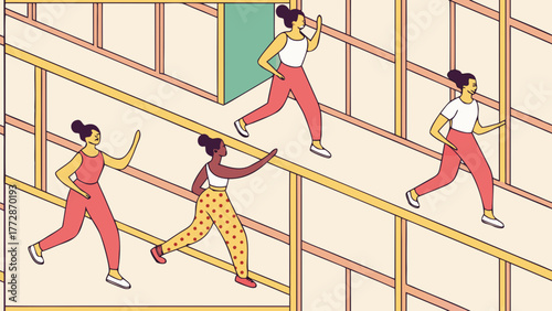 Seamless Pattern With A Dancing Studio Rehearsal Theme