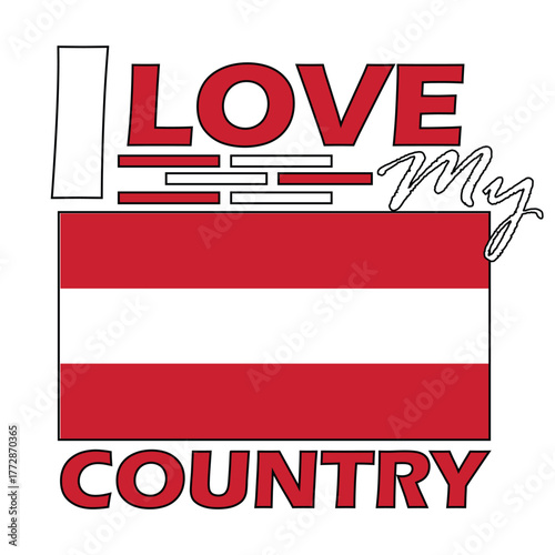 Austria, I Love My Country Vector Design, T-shirt Print Design