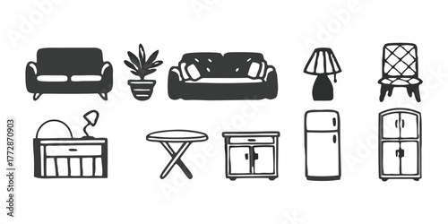 Pack of 10 Cozy Minimal Home Icons (Background Removed)