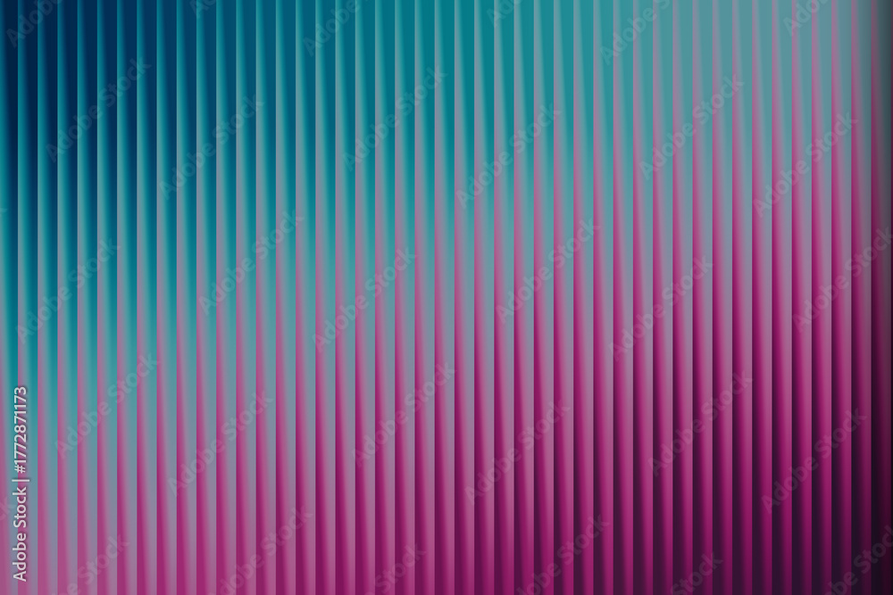 Fototapeta premium Abstract background with vertical ribbed texture in gradient shades of teal and magenta