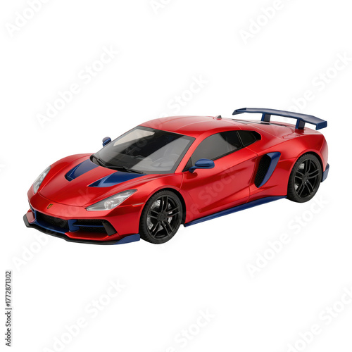 Powerful red sports car automobile, luxury supercar looking modern and fast with sleek aerodynamic design