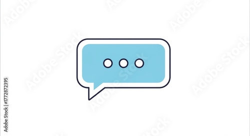 Blue speech bubble with three dots, representing communication, conversation, or message in a simple and clean design