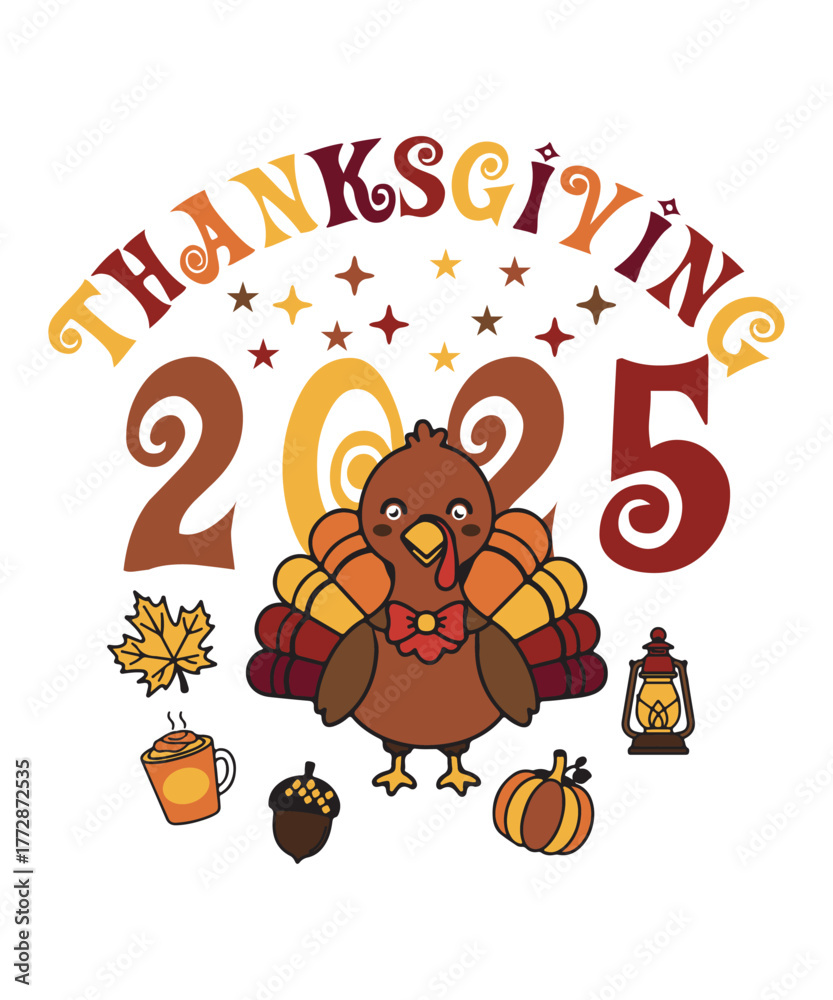 Naklejka premium Personalized Thanksgiving Family Graphic Design 2025,Custom Turkey Matching Tee,Thanksgiving Group Apparel,Fall Group Shirt with Names,Friendsgiving. EPS File. 