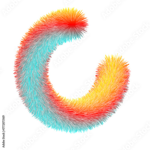 Colorful 3D abstract spiral with numbers letters and floral shapes