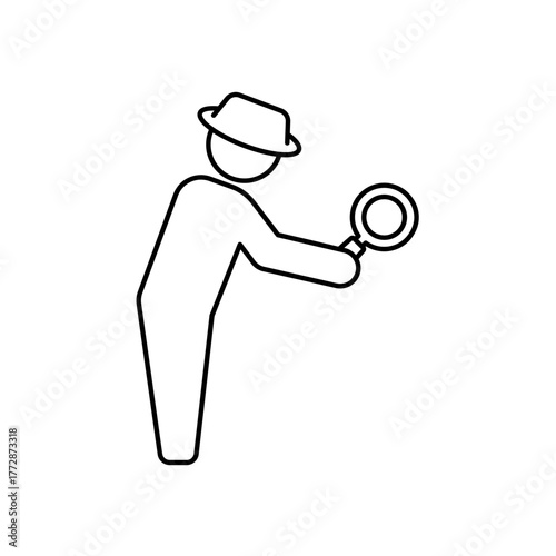 Detective icon outline editable stroke line drawing eps