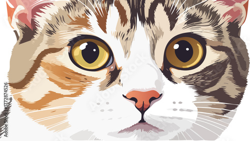 Adorable cat portrait with soulful eyes, a captivating glimpse into feline charm, perfect for pet lovers and animal-themed designs, originally vector graphics