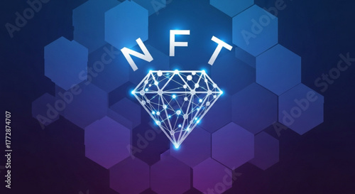 The nft diamond represents nonfungible token, symbolizing digital asset ownership and blockchain technology in the cryptocurrency world