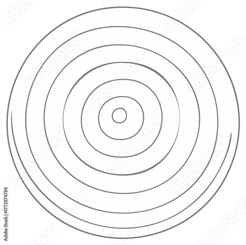 Abstract grey hand drawn concentric circles forming an organic ripple pattern or target design