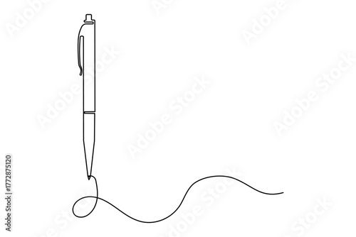 Pen sketch single line drawing, pen icon, pen logg design