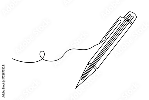 Pen sketch single line drawing, pen icon, pen logg design