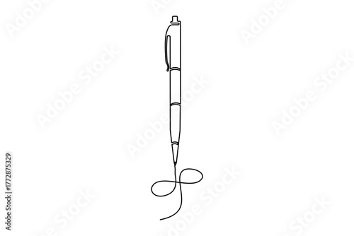 Pen sketch single line drawing, pen icon, pen logg design