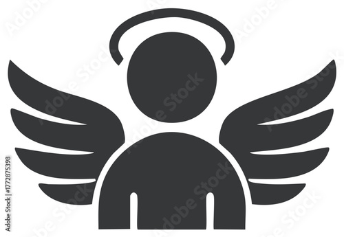 Stylized Angel with Halo and Wings Icon