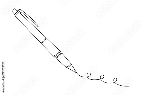 Pen sketch single line drawing, pen icon, pen logg design