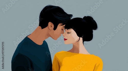 Romantic couple . I love you. Couple in love. . Silhouette of lovers. Valentine's Day. flat