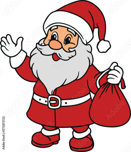 Santa Vector! Festive illustration of Santa Claus perfect for Christmas cards, posters, and holiday marketing designs. High-quality, editable vector art ideal for seasonal branding, decorations, and p