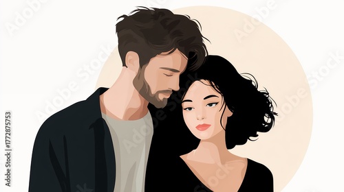 Romantic couple . I love you. Couple in love. . Silhouette of lovers. Valentine's Day. flat