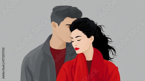 Romantic couple . I love you. Couple in love. . Silhouette of lovers. Valentine's Day. flat