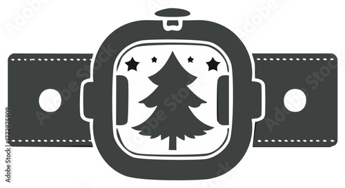 Christmas tree in a smartwatch symbol design illustration