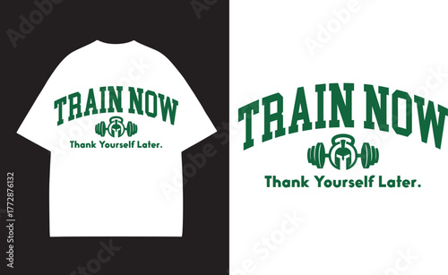 Train Now Spartan Helmet Gym Motivational T-Shirt Design