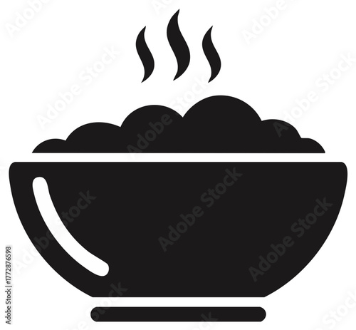 Steaming bowl of food simple icon graphic illustration