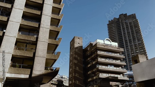 Brutalist Terrace Blocks Of Barbican Estate (1860s Structuralist Modernism), Exposed Precast Aggregate Concrete Exterior, City Of London - Square Mile, Historic England, United Kingdom, Britain