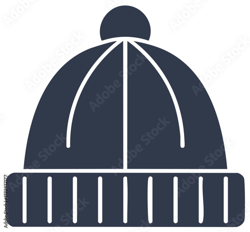 Cozy winter hat vector graphic icon for cold weather apparel and seasonal fashion styles
