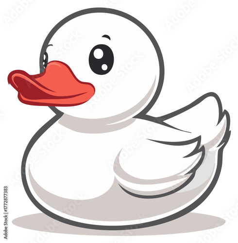Cute cartoon duck character with a red beak in a playful vector illustration