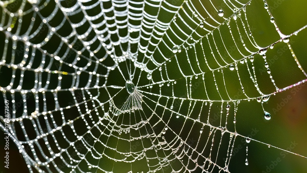 Naklejka premium spider web with dew drops