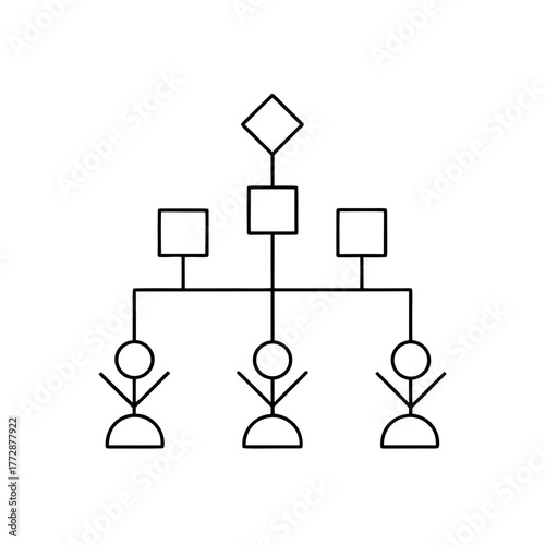 Simple hierarchical chart icon on transparent background