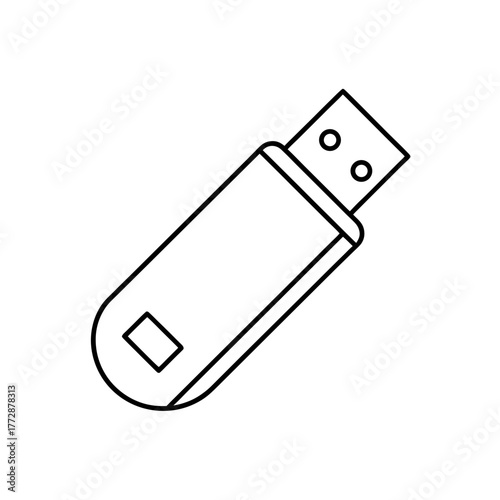 Outline drawing of flash drive on transparent background