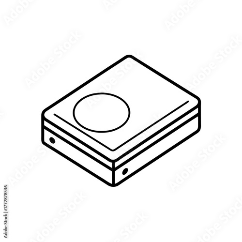 Isometric hard drive outline on transparent background