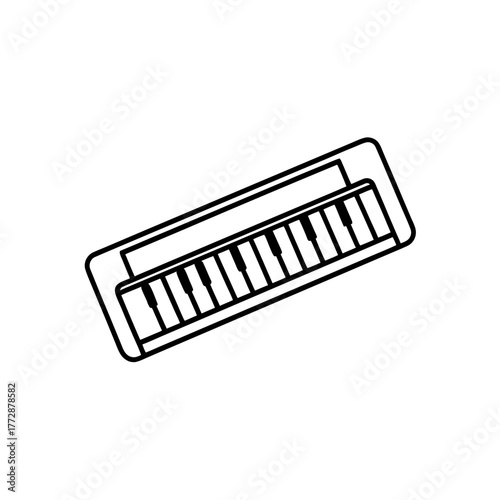 Outline of a toy synthesizer on transparent background