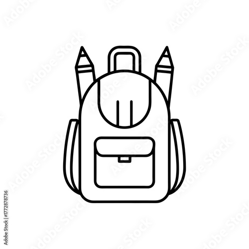 Outline drawing of a backpack on transparent background