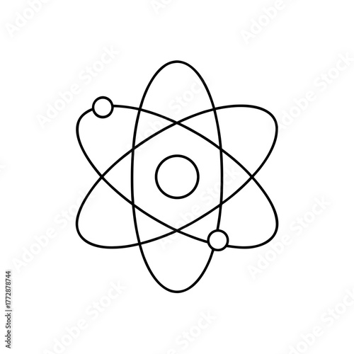 Simple atom structure outline on transparent background