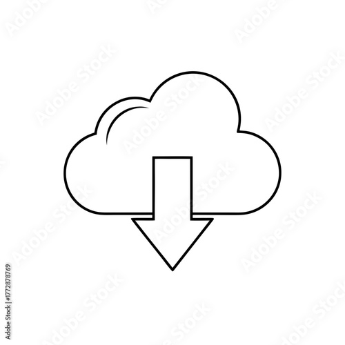Cloud download icon illustration on transparent background