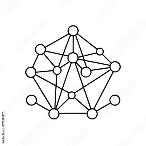 Network of connected circles on transparent background
