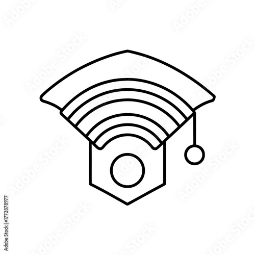 Graduation cap with wifi waves on transparent background