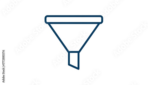 A dark blue outline of a funnel, centrally positioned on a clean white backdrop