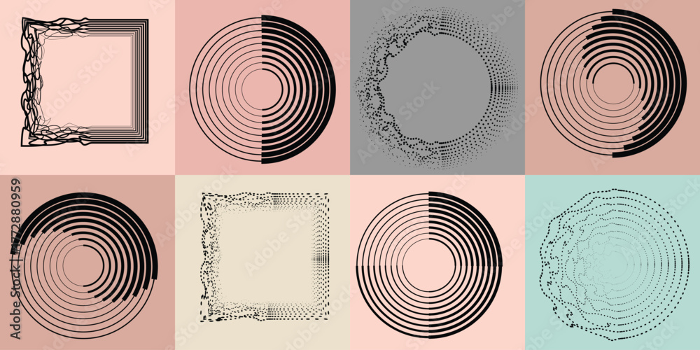 custom made wallpaper toronto digitalArt composition with lines in circle and semi circle shapes .Modern art design .Neutral color stripes .Transition speed lines. Geometric shape. Wall art
