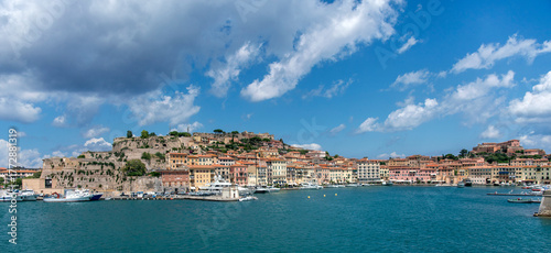View of the seaport of the town of Portoferraio, Elba Island, Livorno, Tuscany, Italy