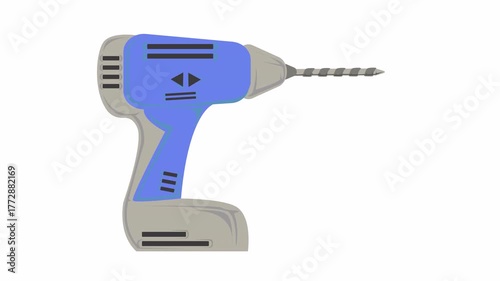 Electric Drill Spinning Bit Looping Animation with Transparent Background