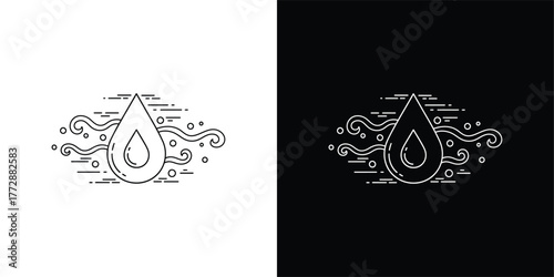 Water Drop Line Art Vector, Minimal Fluid Symbol in Black and White for Nature, Eco Design, and Modern Logo Concepts