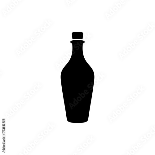 Olive oil bottle icon silhouette vector flat design on white background.