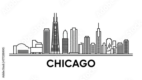 Chicago Cityscape: The iconic skyline of Chicago, a testament to architectural prowess, rises majestically, showcasing a harmonious blend of modern and classic structures.